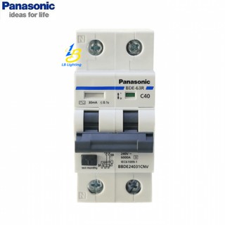 Cầu dao MCB, Áp tô mát  2P 40A bảo vệ quá tải và ngắt mạch Panasonic - Lê Bùi Lighting