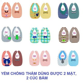 Yếm chống thấm 2 mặt, 2 cúc bấm cho bé.