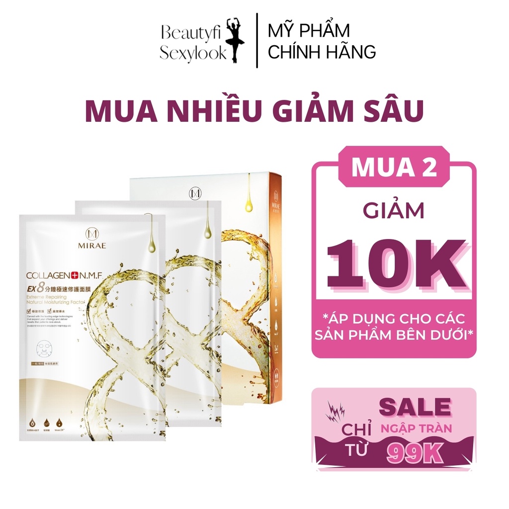 Mặt Nạ Mirae 💖FREESHIP💖 Mặt Nạ EX8 Phút Tái Tạo Da Giảm Kích Ứng - Mask EX 8 Phút Colagen 20G/miếng 