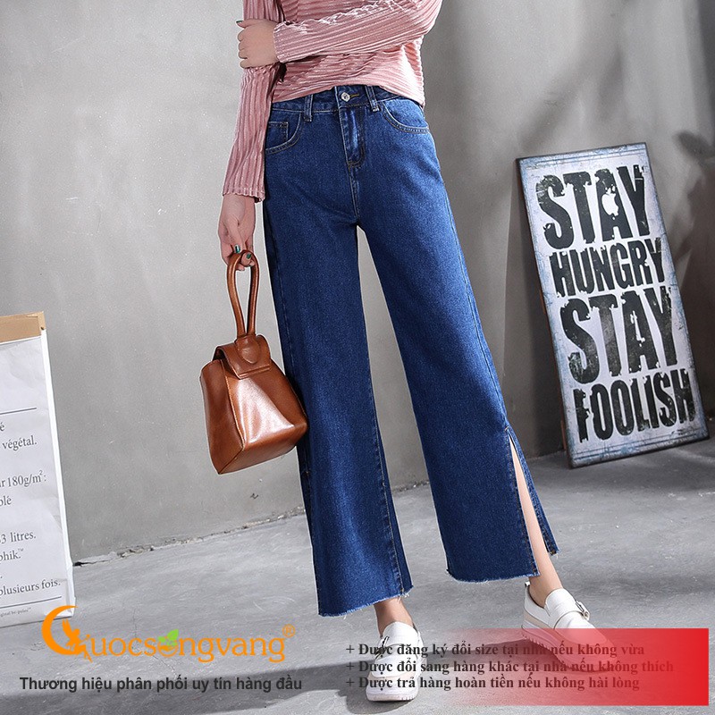 Quần jean nữ xẻ ống quần nữ ống đứng màu xanh biển GLQ092 Cuocsongvang
