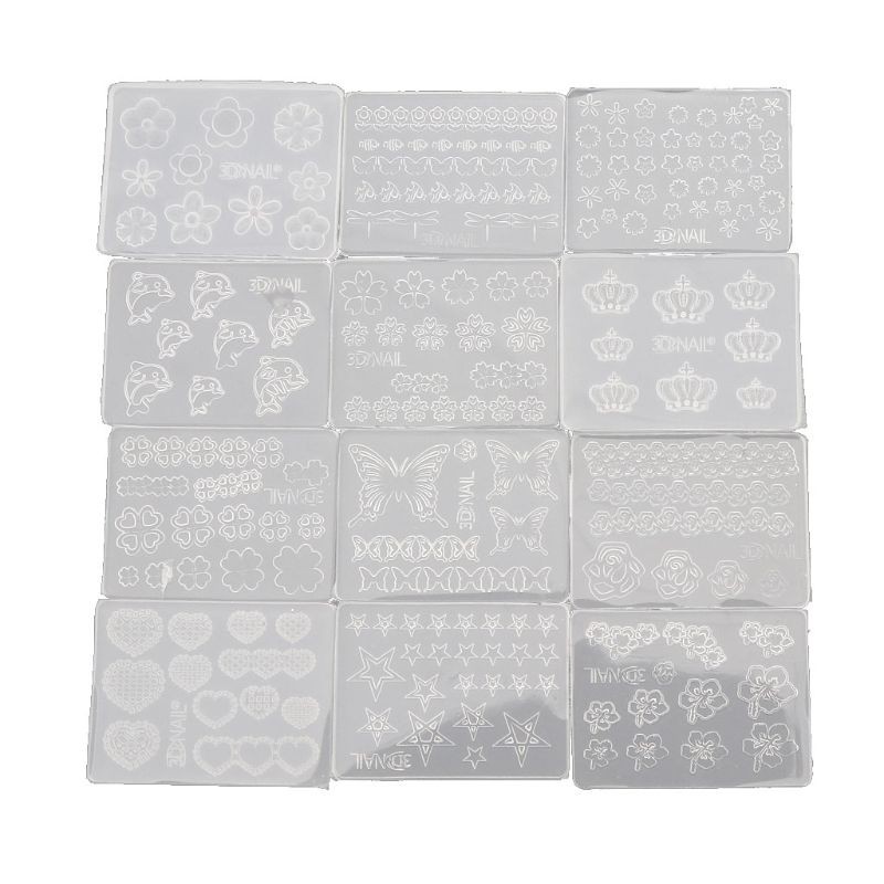Set 12 khuôn làm phụ kiện trang trí móng tay xinh xắn