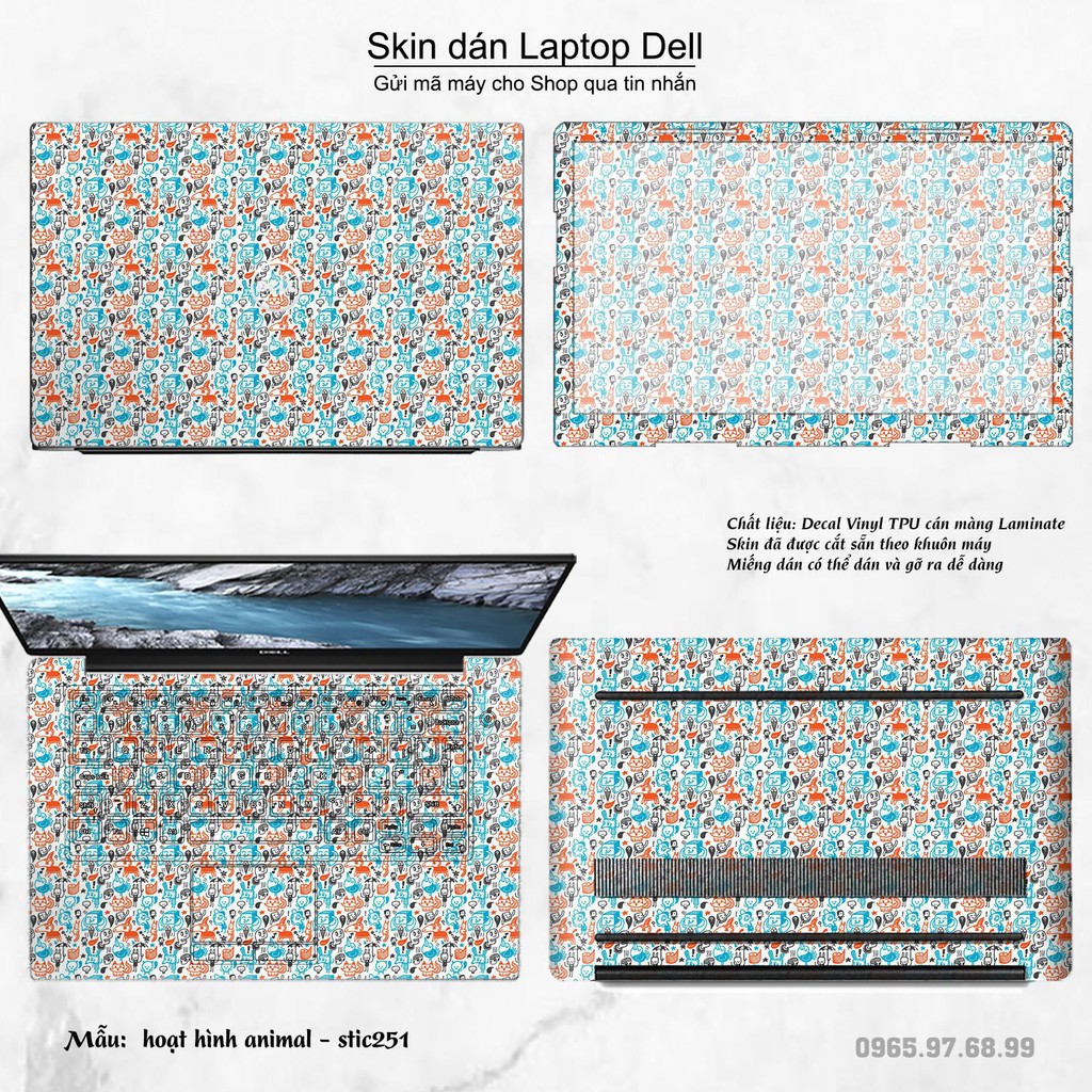 Skin dán Laptop Dell in hình hoạt hình animal - stic251 (inbox mã máy cho Shop)