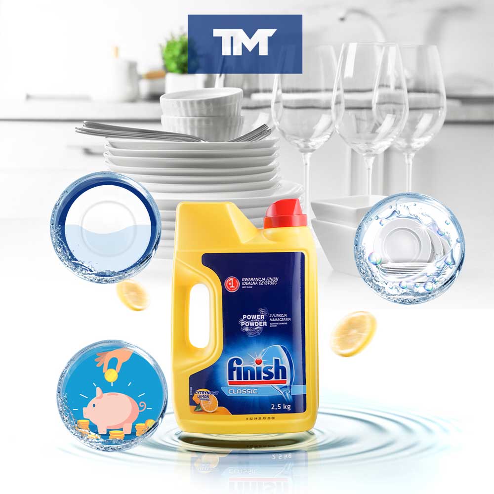 Combo Bột rửa bát Finish 2.5kg + Muối Finish 1.5kg