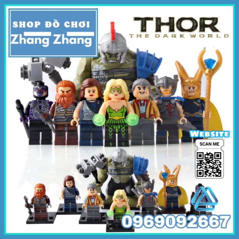 Đồ chơi Xếp hình Thor Ragnarok - Amora Jane Foster - Hulk Loki Sakaarian Vonstagg - Grand Master Minifigures Xinh X0165