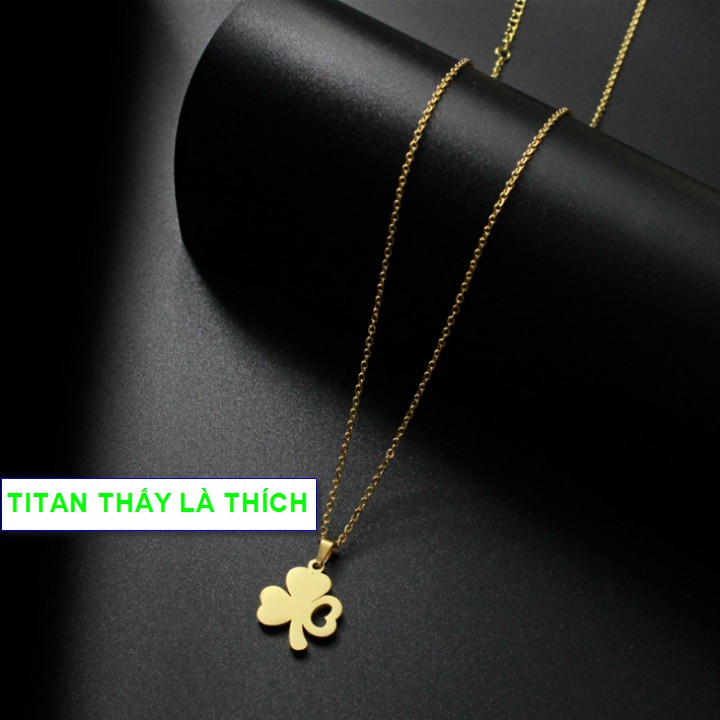 Dây chuyền vàng mạ kiểu mới nữ titan mặt nơ cỏ xinh xắn - Hàng titan vàng 18k sáng bóng đẹp - Cam kết 1 đổi 1 nếu đen