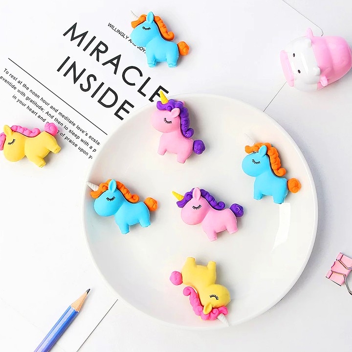 Gôm tẩy hình Unicorn đủ màu sắc sáng tạo chất cao su mềm tẩy sạch giúp bé hứng thú hơn với những giờ học BBShine – H034