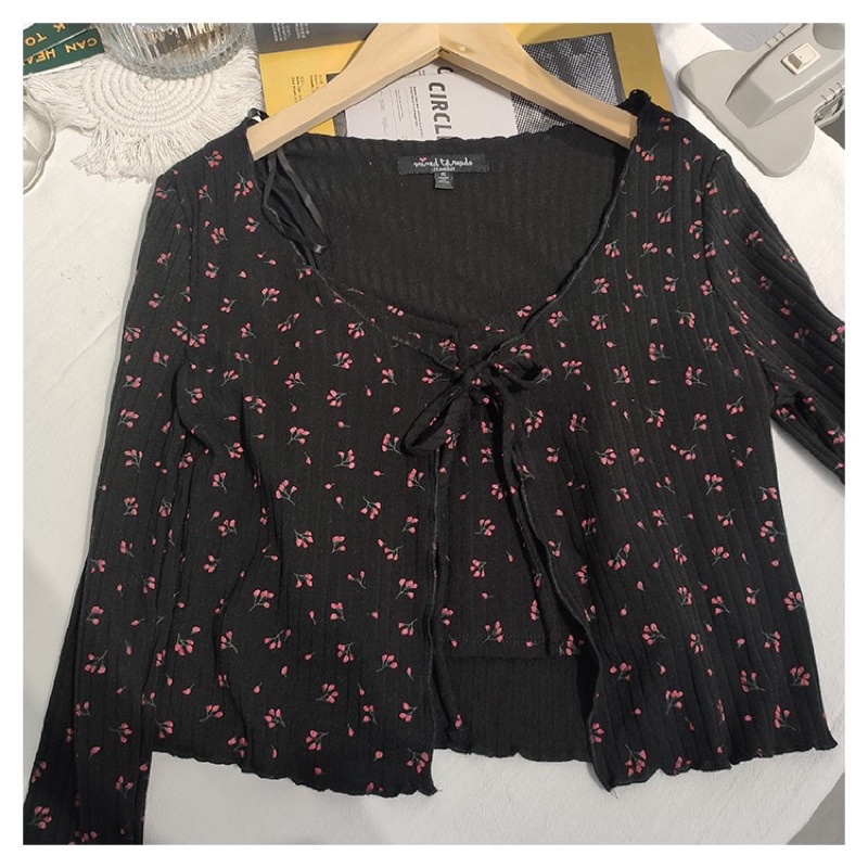 Set Áo dây + Khoác cột ngực hoa Mixed Threads hàng XK