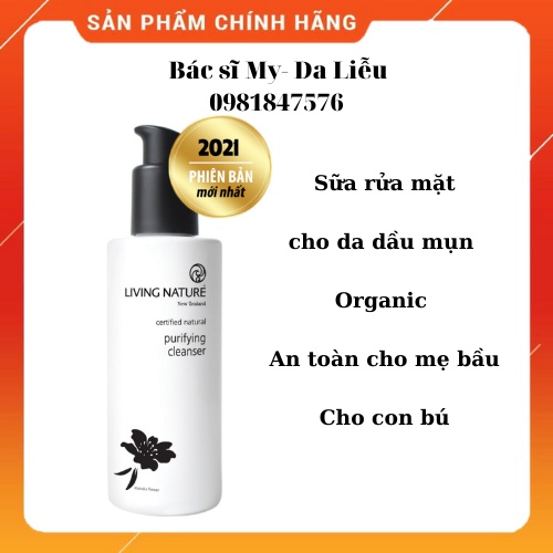 Sữa Rửa Mặt Cho Da Dầu, Dễ Nổi Mụn Living Nature Purifying Cleanser 100 ml