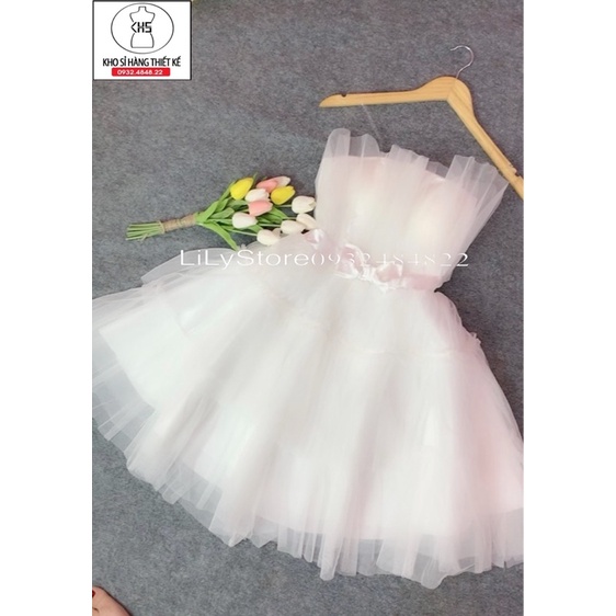 ĐẦM CÚP TẦNG DÚM EO NƠ full size S/M/L/XL