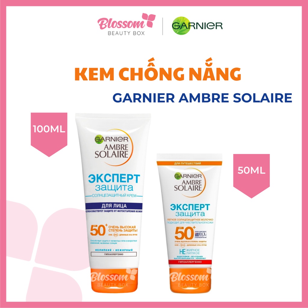 100ml Kem chống nắng Garnier Ambre Solaire Face Cream SPF 50+ (Bản Nga)