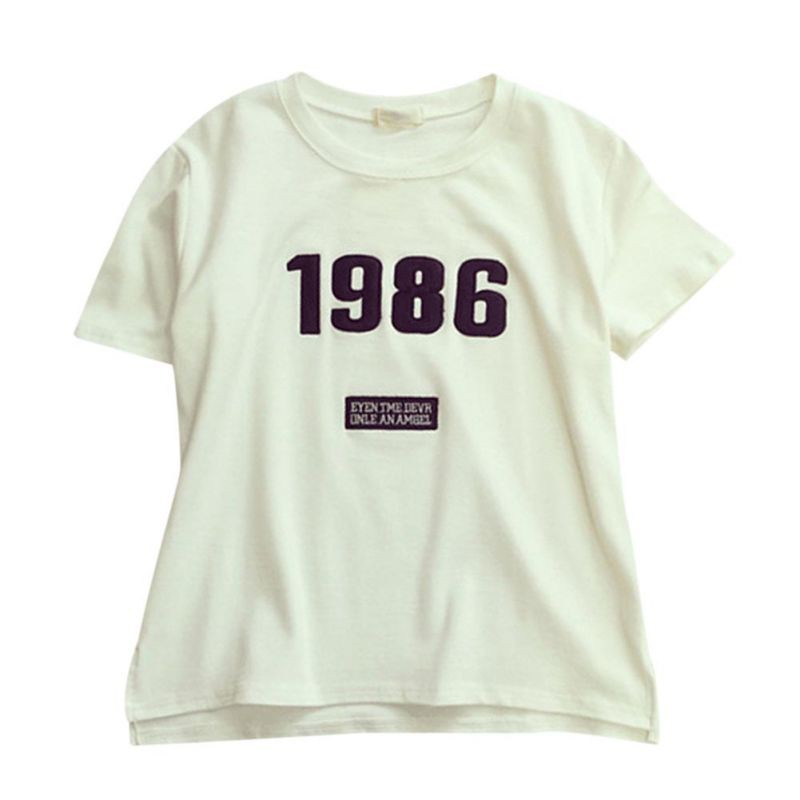 Áo Thun Tay Ngắn Dáng Rộng Cổ Tròn Hoạ Tiết In Kỹ Thuật Số Phong Cách Harajuku