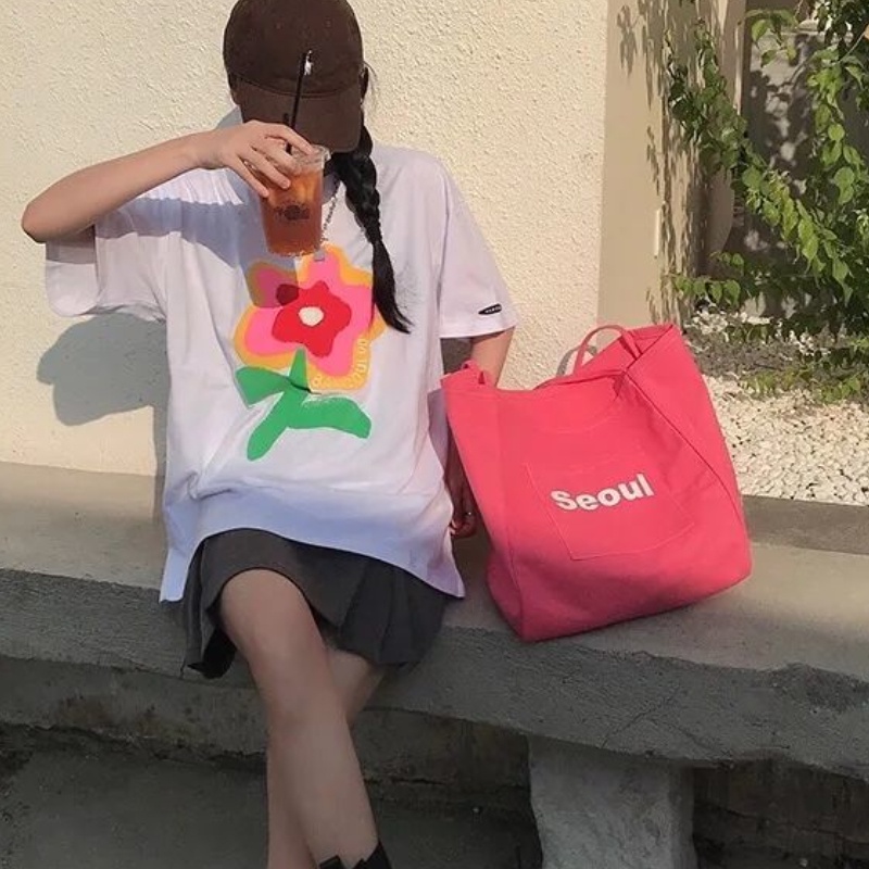 Túi xách canvas size lớn thiết kế đơn giản thời trang