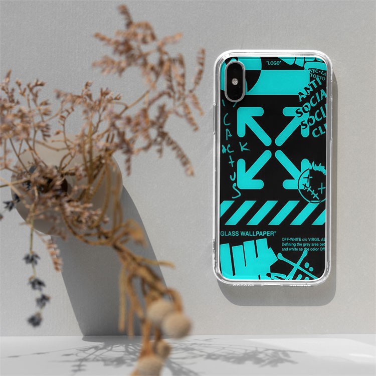 Ốp lưng OFF-WHITE Neon GLASS WALLPAPER cho Iphone 5 6 7 8 Plus 11 12 Pro Max X Xr OFFPOD00021