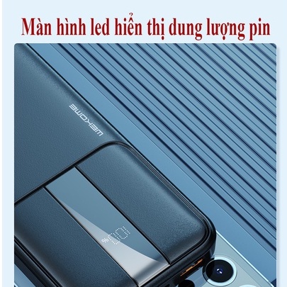 Sạc dự phòng 20000 mah WK WP-303 Cục pin xạc dự phòng chính hãng sạc nhanh 22W có đèn led hiển thị %pin cute mini HOVILO