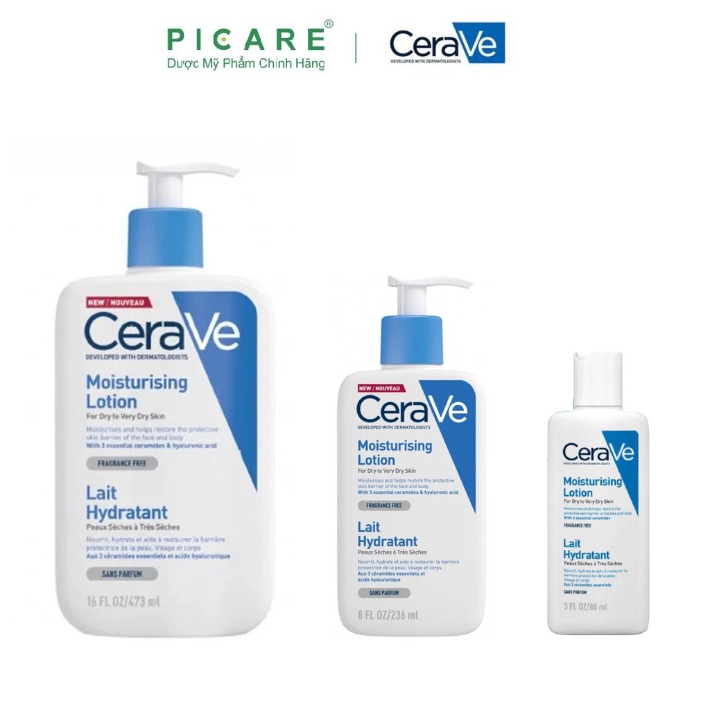 Sữa dưỡng ẩm toàn thân dành cho da thường đến da dầu CeraVe Moiturising Lotion 88ml, 236ml, 473ml