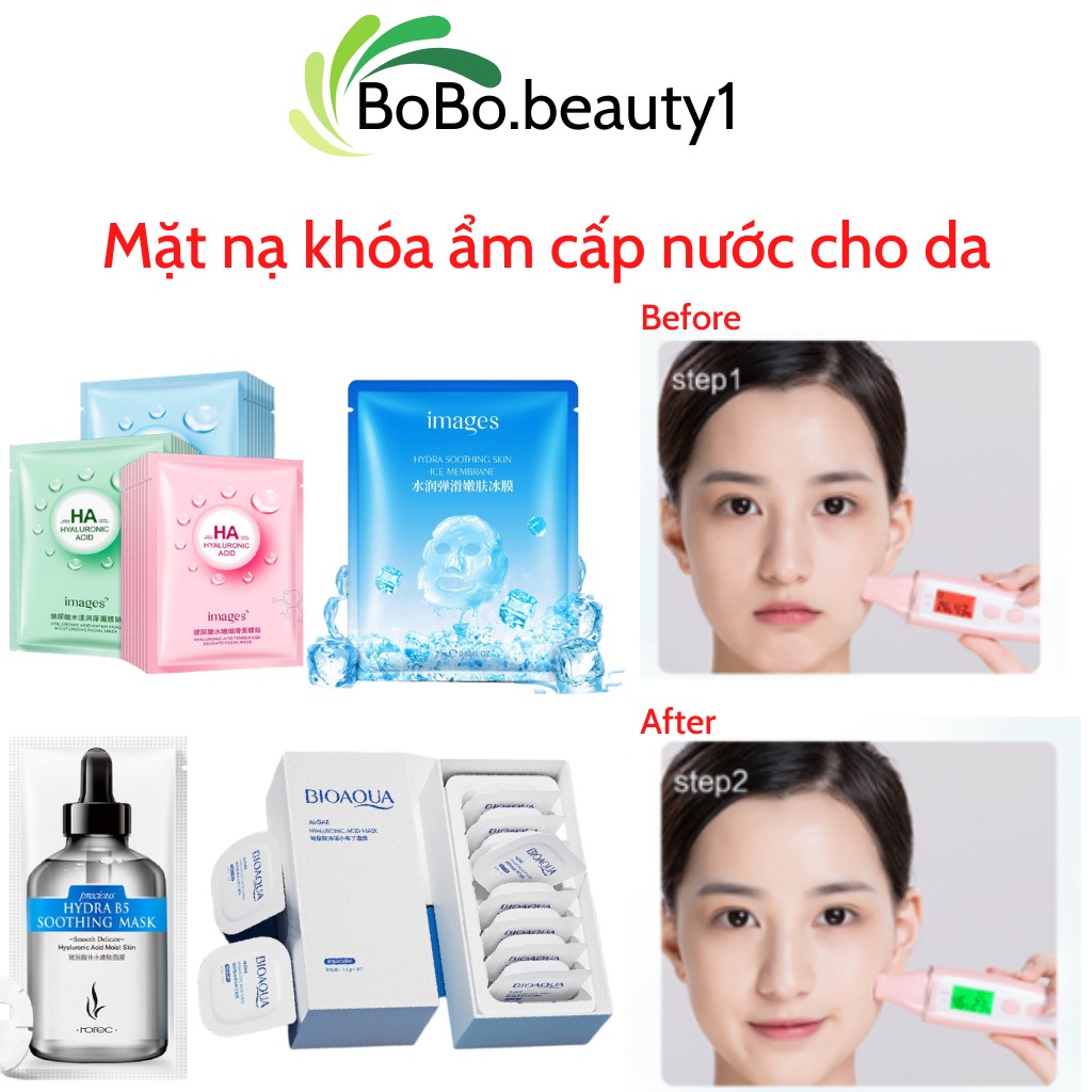 Combo 50 mặt nạ giấy dưỡng trắng da cấp ẩm nước se khít lô chân lông da dầu giảm mụn mask nội địa trung