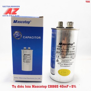 Tụ điều hòa Mascotop 2 chân kiểu CBB65 450VAC 25uF-30uF-35uF-40uF-45uF-50uF-60uF + 5%