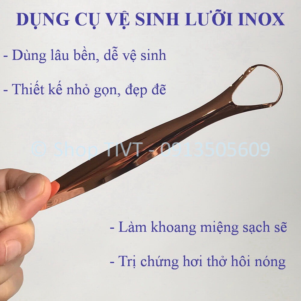 Đồ rơ lưỡi Inox vàng, cây nạo lưỡi thép không gỉ, dụng cụ Inox vệ sinh sạch lưỡi hết hơi thở hôi nóng-Tiện Ích Vượt Trội