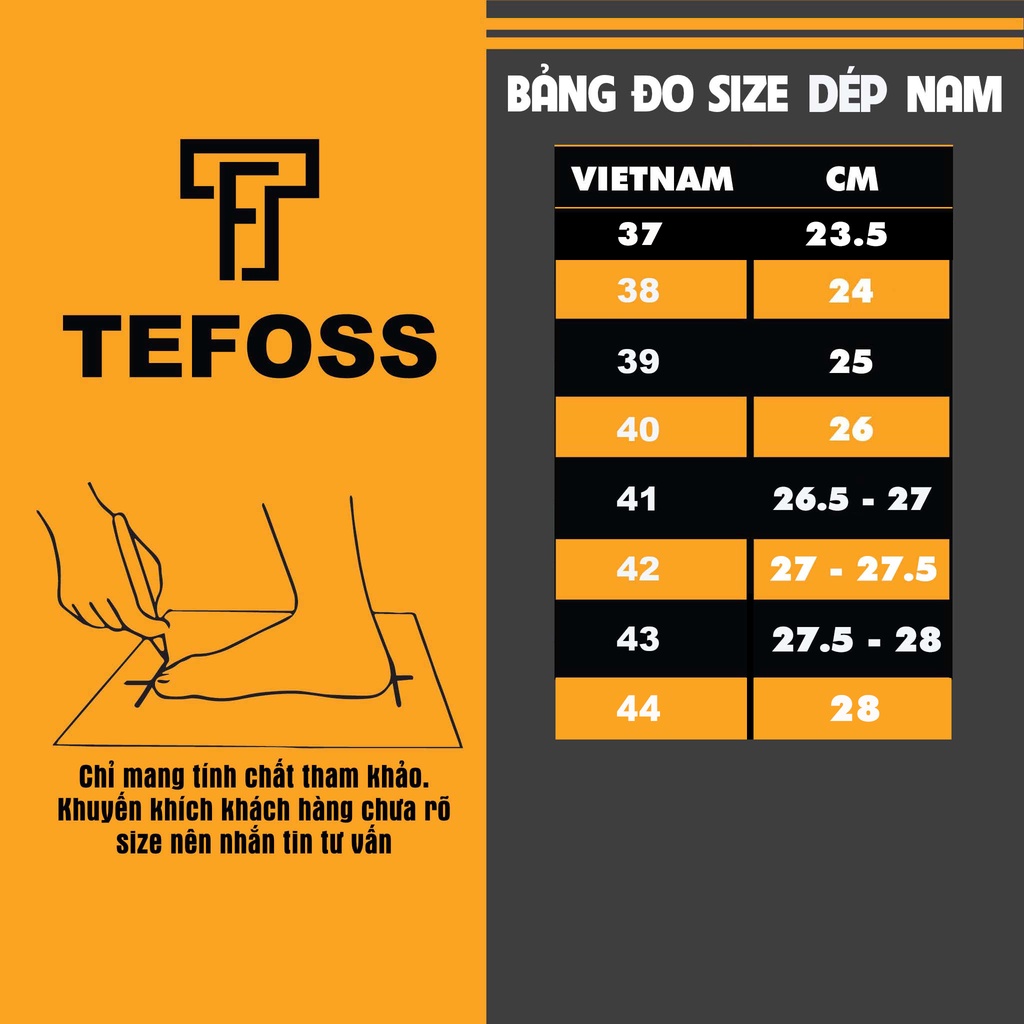 Dép da bò thật nam TEFOSS DT02 hoạ tiết thời trang size 38-44