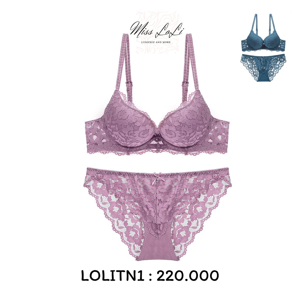 Bộ đồ lót nữ LOLITN1, bra cup chéo form to sâu quả, áo lót nâng ngực đệm mút 3cm