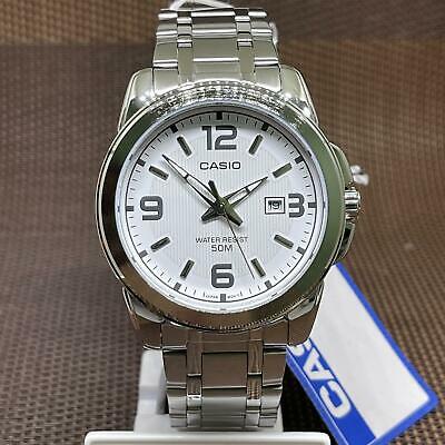 Đồng Hồ Casio Nam Chính Hãng, Đồng Hồ Casio MTP1314D - 7A Dây Thép Mặt Trắng Fullbox.