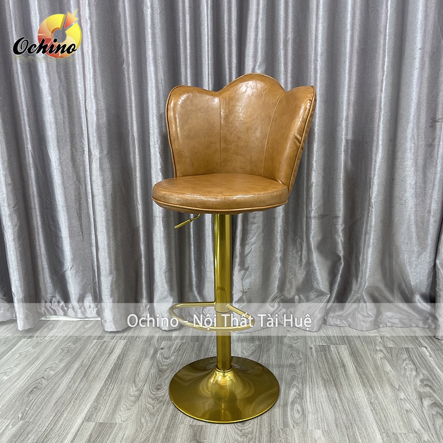 Ghế Quầy Lễ Tân, Ghế Quầy Bar Mẫu cánh sen Chân Vàng K1 Tĩnh Điện Điều Chỉnh Độ Cao 60/80 Độ Phong Cách Hiện Đạ