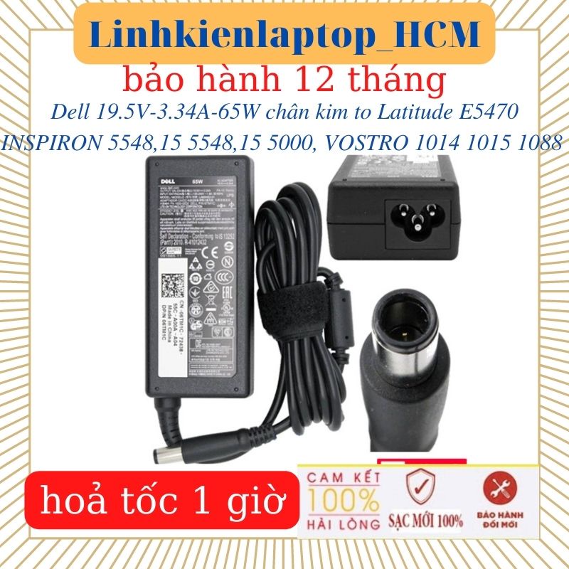 SạcDell 19.5V-3.34A-65W chân kim to-Sạc dell Latitude E6430 E5470 INSPIRON 15 5548 15 5000 5548 VOSTRO 1014 1015 1088