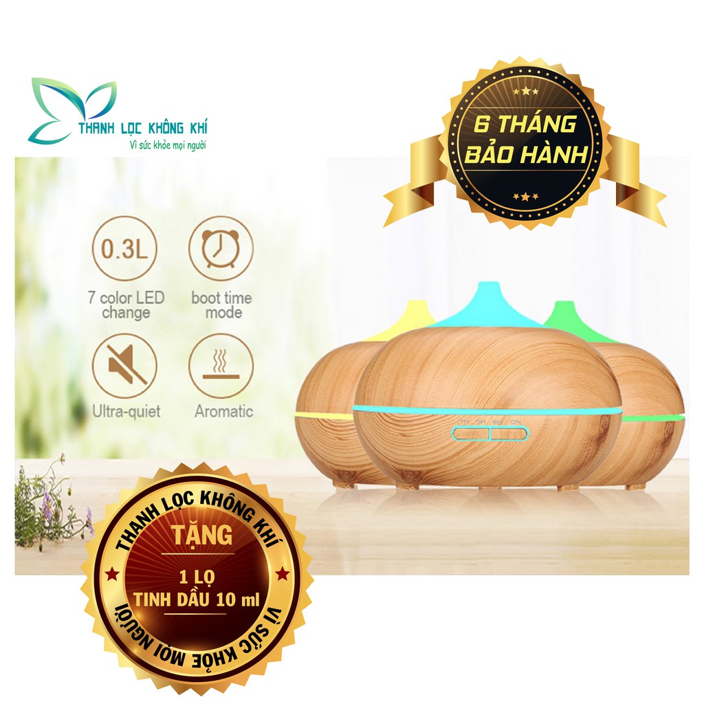 (Tặng 1 lọ tinh dầu 10 ml nguyên chất 100%, tặng remote) Máy xông tinh dầu, máy khuếch tán tinh dầu Bí Ngô 550 ml.