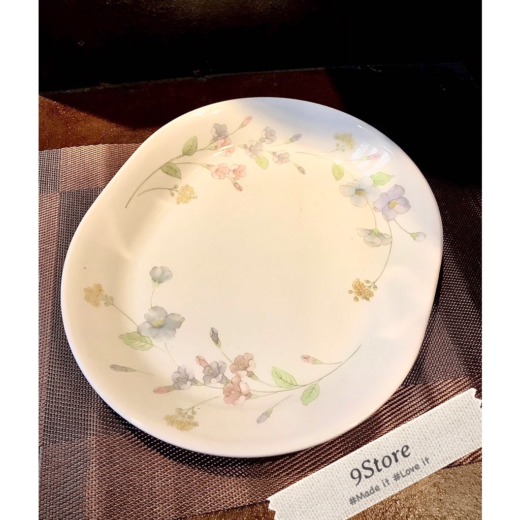 [Corelle USA ] 01 Dĩa Thủy Tinh Oval Mỹ Corelle Pastel Bouquet White 32cm