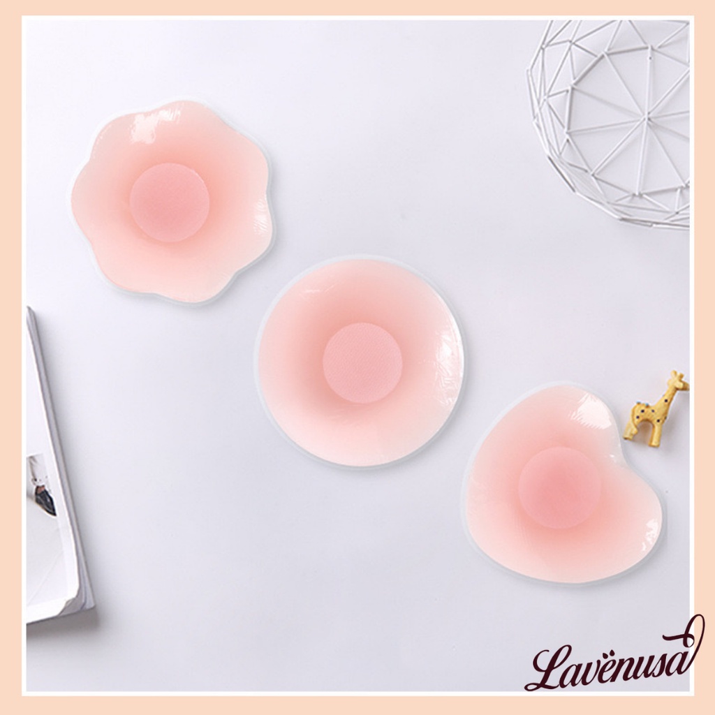 Miếng dán ngực silicon siêu dính an toàn hình tròn hoa túi 2 miếng LAVENUSA AL19