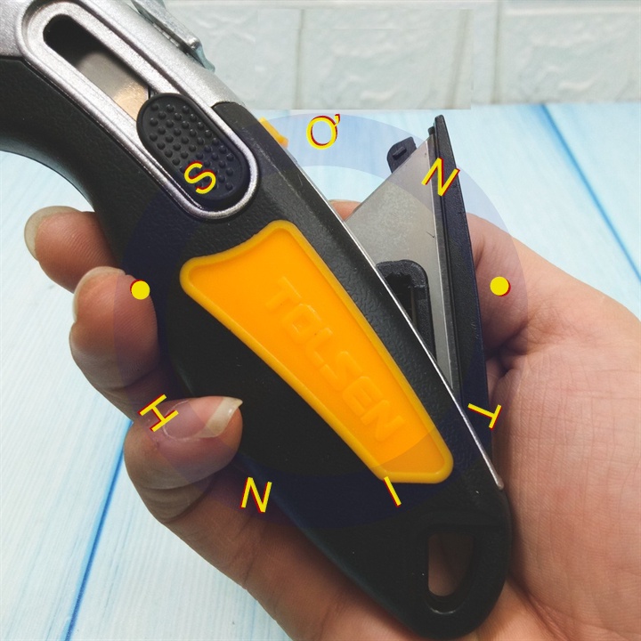 Dao Rọc Giấy Kèm 3 Lưỡi Thép SK2 Utility Knife TOLSEN 30019