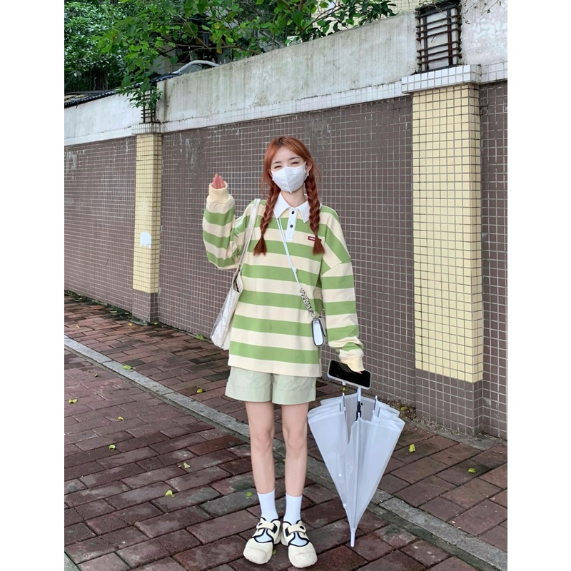 Áo Thun Cổ Polo Tay Dài Dáng Rộng Phong Cách Hàn Quốc Thời Trang Dành Cho Nữ | BigBuy360 - bigbuy360.vn