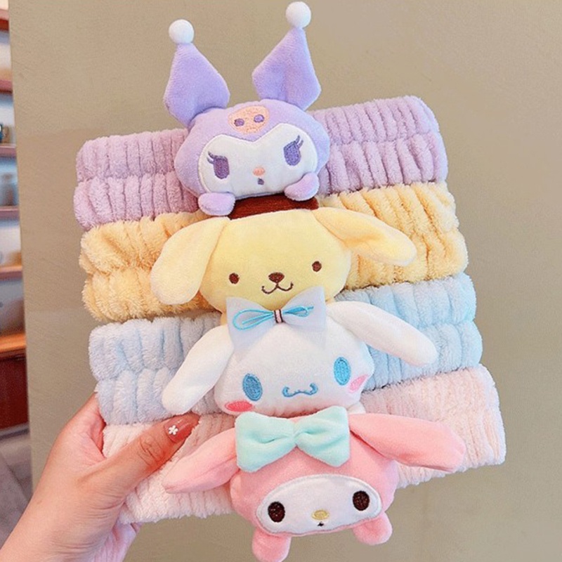 ✨✨SANRIO Băng Đô Cài Tóc Co Giãn Đính Lông Nhung Dễ Thương Cho Nữ
