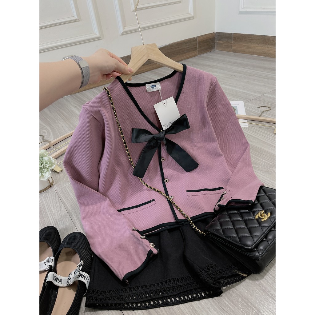 Sét Áo Len Nơ Cài Cổ Xê Mix Quần Sooc Đùi Pha Ren Thời Trang Hot Trend | BigBuy360 - bigbuy360.vn