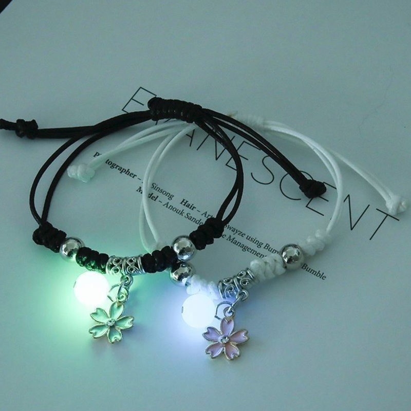 Set 2 Vòng Tay Dây Bện Thủ Công Dạ Quang Có Thể Điều Chỉnh Kích Thước