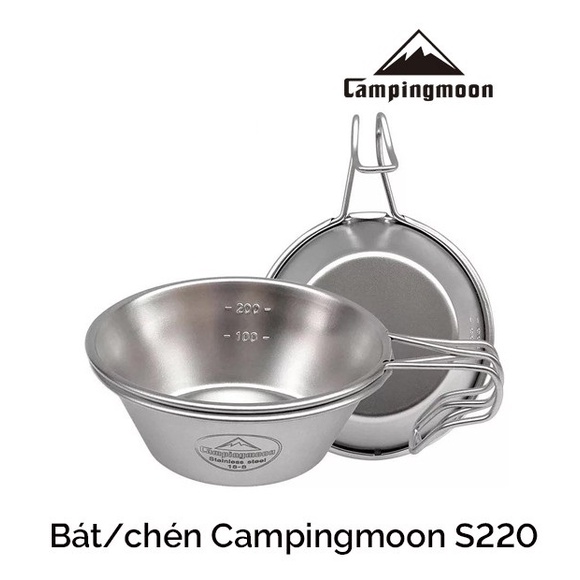 CHÉN ĂN DÃ NGOẠI CAMPINGMOON S220 310ML làm bằng Thép không rỉ 304 an toàn cho sức khoẻ Trọng lượng: 92g | dvautomart