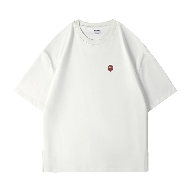 Áo Thun Tay Ngắn Dáng Rộng Màu Trơn In Logo Bape Thời Trang Mùa Hè Cho Nam