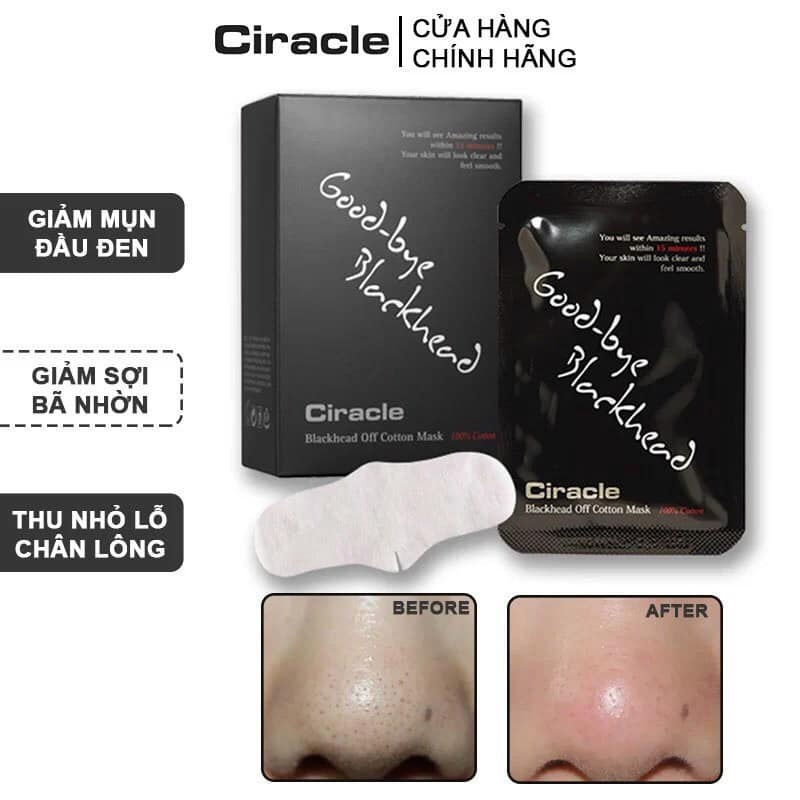 Mặt Nạ Mũi Đẩy Mụn Đầu Đen Sợi Bã Nhờn Ciracle Good bye Blackhead Cotton Mask