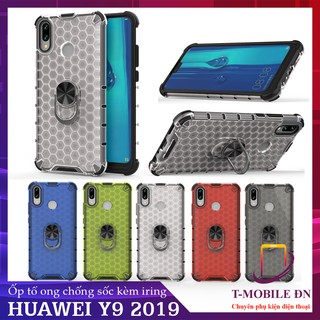 Ốp lưng Huawei Y9 2019 , Ốp chống sốc họa tiết tổ ong kèm nhẫn iring cho Huawei Y9 2019