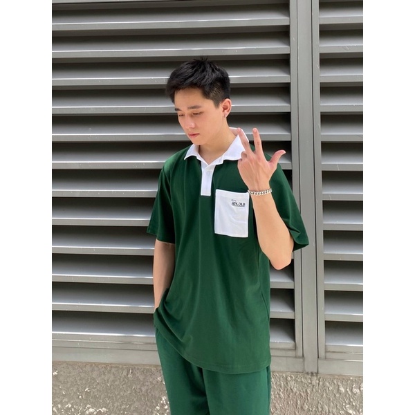 Áo Polo Unisex JAY.CLO màu XANH LÁ/TRẮNG/ĐEN form rộng 🍃 🍃 Chất thun cá sấu, form nam nữ unisex/Áo thun có cổ 🖤