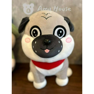 Gấu bông Chó bông Husky ngồi, Shiba ôm trà sữa , đeo nơ đen , Chó bông mắt híp nâu, vàng, Chó bông quàng khăn,...