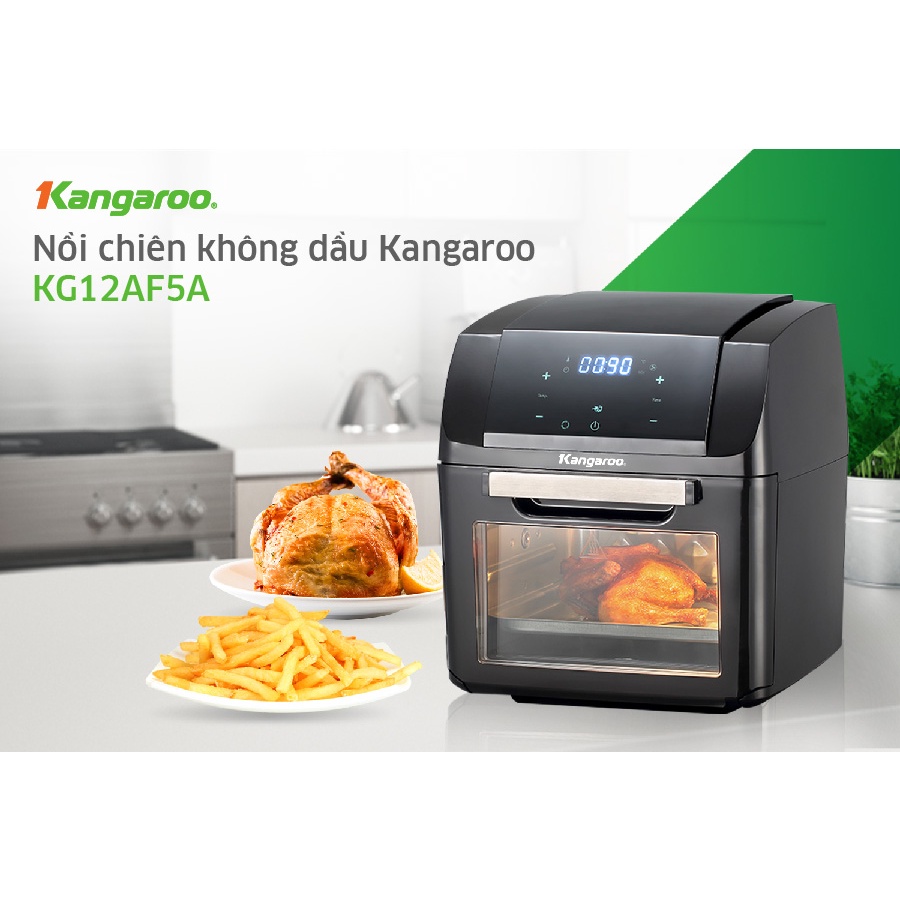 Lò chiên không dầu 12L Kangaroo KG12AF5A - 1500W - cho gia đình 7-10 người - 10 chế độ nấu cài đặt sẵn