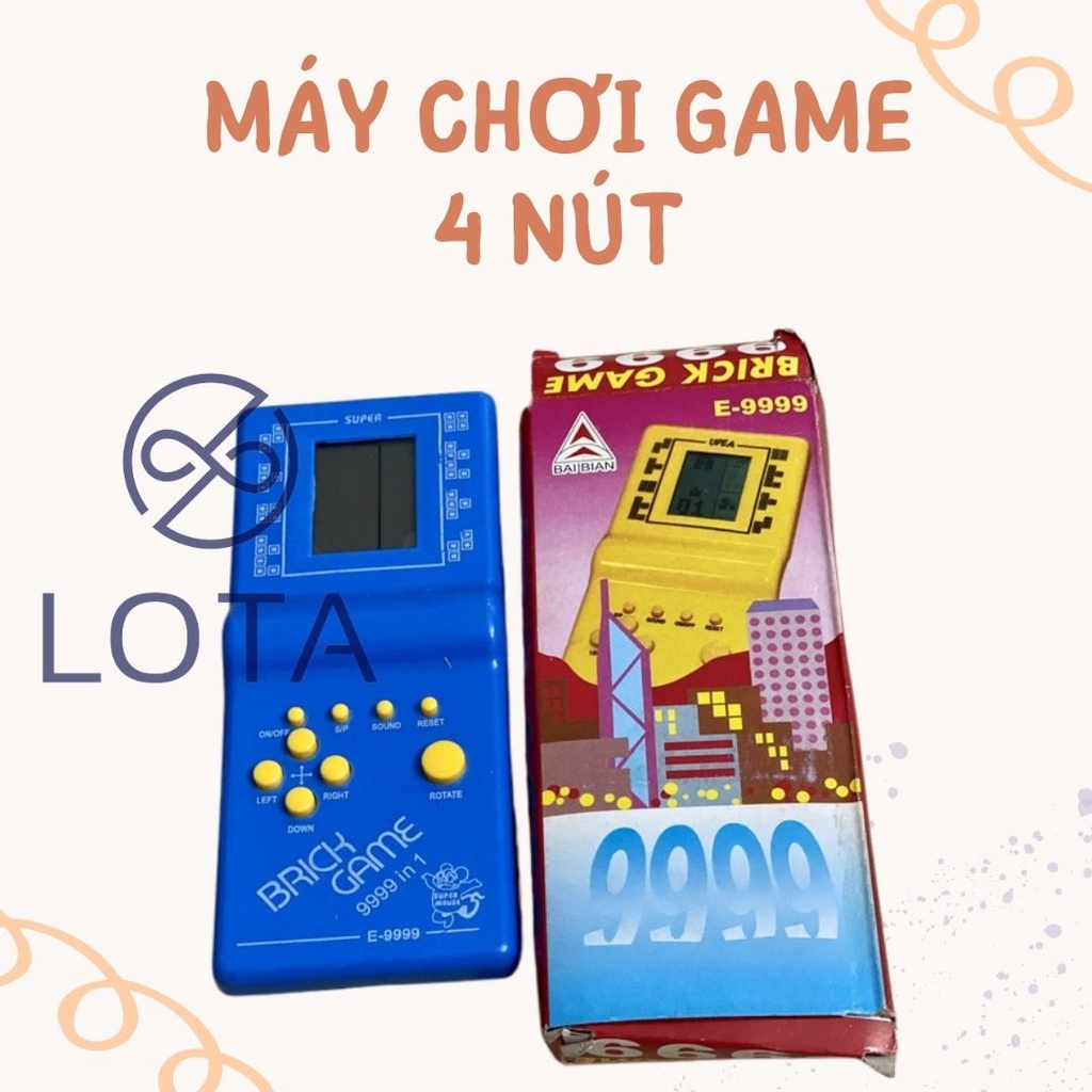 MÁY CHƠI GAME 4 NÚT XẾP GẠCH HUYỀN THOẠI, bấm điện tử tay cầm trắng đen dùng pin, trò chơi ký ức tuổi thơ rắn ăn mồi