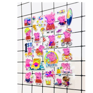 Sét Sticker Peppa 3D bóng nổi trống nước trống xước, hình dán heo peppa