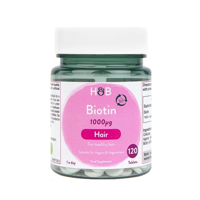 Viên Uống Mọc Tóc Biotin 1000MG H&B Dạng Viên Thuốc Mọc Tóc 120 Viên Anh Quốc - Hàng Chính Hãng