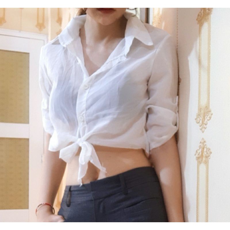 Sơ mi crop top voan 2hand