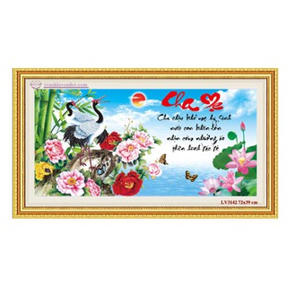 Tranh thêu chữ thập Cha mẹ 72x39