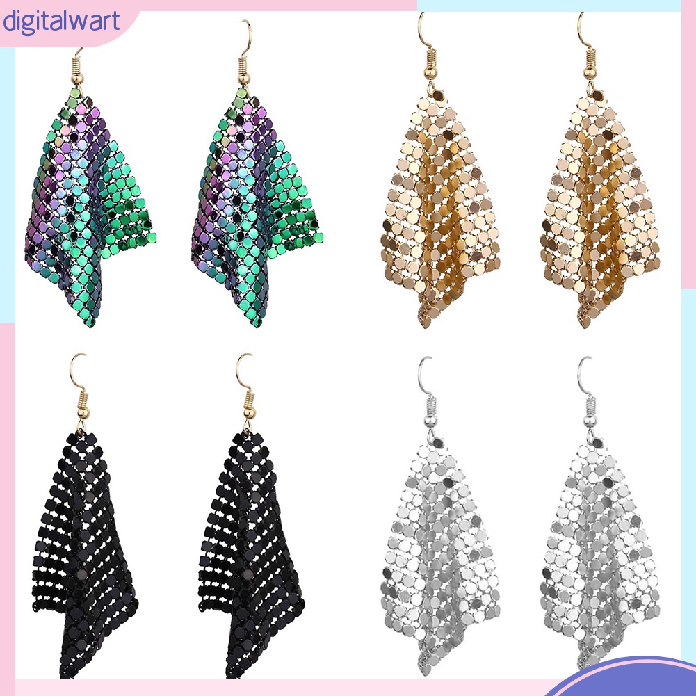 Đôi khuyên tai dáng dài đính sequin lấp lánh thời trang dành cho nữ