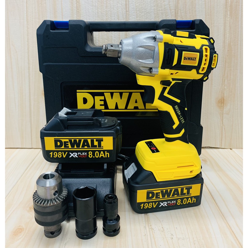 Máy siết bulong dùng pin không chổi than 198V Dewalt - Tặng kèm 01 đầu chuyển bulong sang khoan + 01 đầu chuyển bắt vít