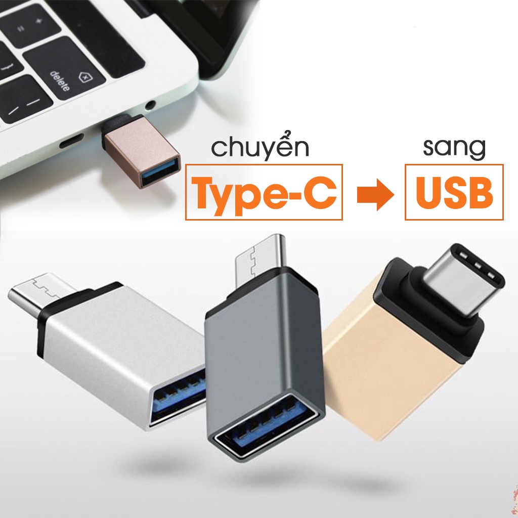 Giắc chuyển từ cổng Type-C sang USB giành cho macbook, máy tính bảng, điện thoại (Mã: PKL02) | Giắc OTG